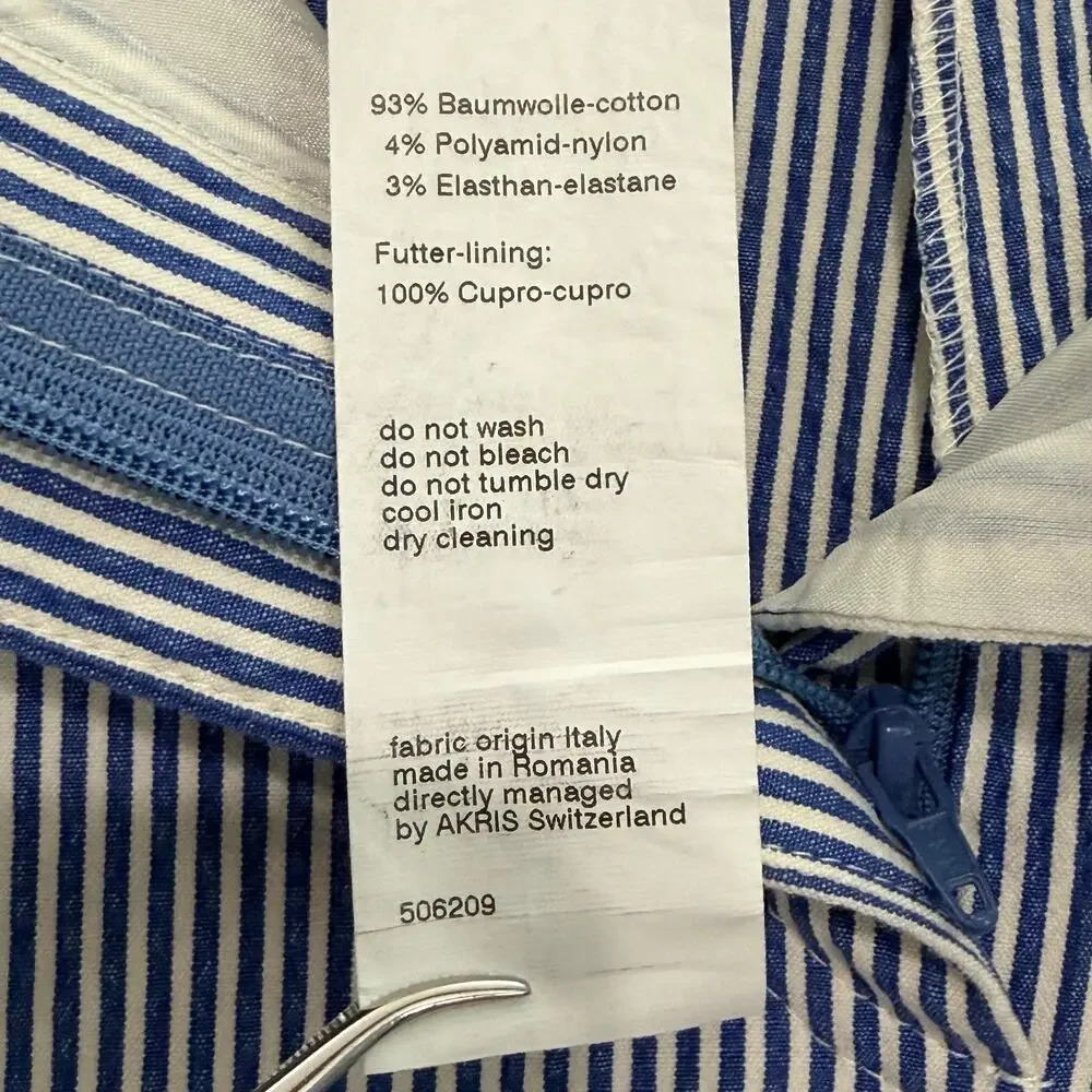 Akris Punto Cropped Seersucker Stretch Pants Blue White Striped Womens PLUS 18 - Picture 9 of 10